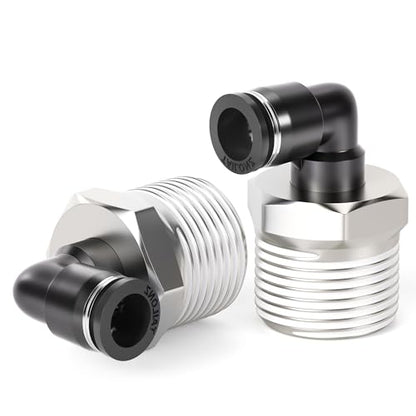 TAILONZ PNEUMATIC Male Elbow 1/4 Inch Tube OD x 1/2 Inch NPT Thread 90 Push to Connect Fittings PL-1/4-N4 (Pack of 10) - size: 1/4'' OD 1/2''MNPT