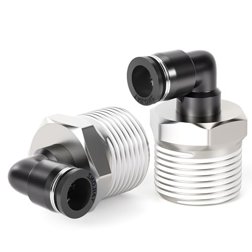 TAILONZ PNEUMATIC Male Elbow 6mm Tube OD x 1/2 Inch NPT Thread 90 Push to Connect Fittings PL6-N4 (Pack of 10) - size: 0.236'' OD 1/2''MNPT