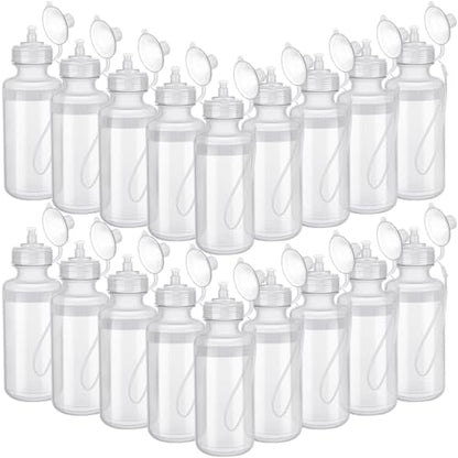 Zubebe 36 Pcs Sports Water Bottles Squeeze Bulk 21 oz | Reusable Plastic Water Bottles with Carry Strap, Back to School Supplies Summer Team Gifts for Students Travel Hiking Cycling - color: Clear White