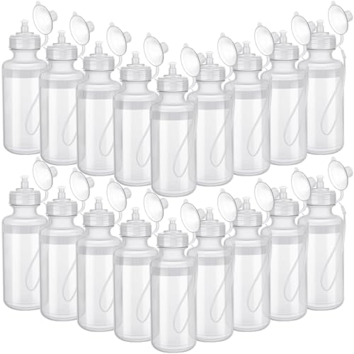 Zubebe 36 Pcs Sports Water Bottles Squeeze Bulk 21 oz | Reusable Plastic Water Bottles with Carry Strap, Back to School Supplies Summer Team Gifts for Students Travel Hiking Cycling - color: Clear White