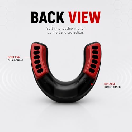 Mouth Guard for Sports, Youth&Adult Mouthguard for Football, Lacrosse, Hockey, Boxing, MMA, Mouth Piece, Protective Gear (Black Red) - color: Black Red