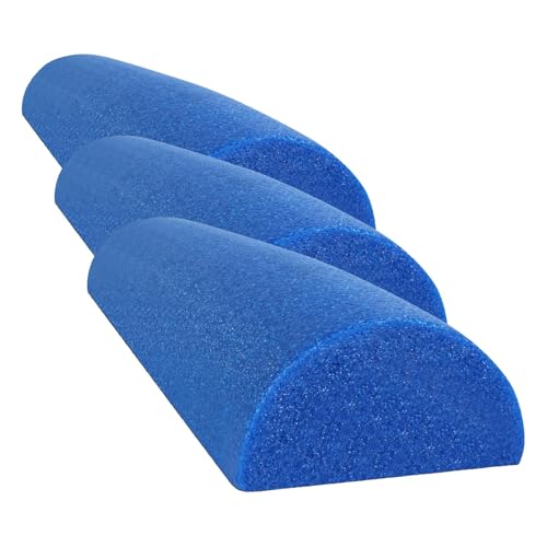 CanDo Blue PE Foam Rollers for Fitness, Exercise Muscle Restoration, Massage Therapy, Sport Recovery and Physical Therapy for Homes, Clinics, and Gyms 6" x 36" Half-Round (Pack of 3) - size: 6" x 36" (Pack of 3)