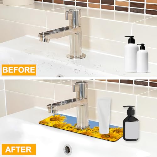 2 Pack Faucet Mat for Kitchen Sink Splash Guard Bathroom 15.5"X5.5"