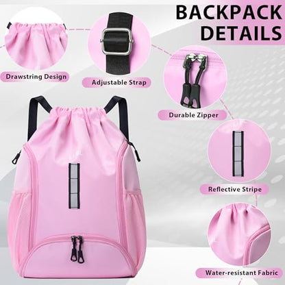 U・helper Drawstring Gym Backpack, Sports Cinch Sack, Swimming & Travel - color: Pink