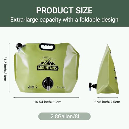 Collapsible Water Container 8L/2.1 Gallon Camping Water Jug with Adjustable Faucet, Leakproof BPA Free Food Grade Water Bag for Camping Backpack Hiking Emergency Prep (4 Pack) - size: 4Pcs