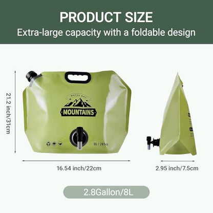 Collapsible Water Container 8L/2.1 Gallon Camping Water Jug with Adjustable Faucet, Leakproof BPA Free Food Grade Water Bag for Camping Backpack Hiking Emergency Prep (4 Pack) - size: 4Pcs