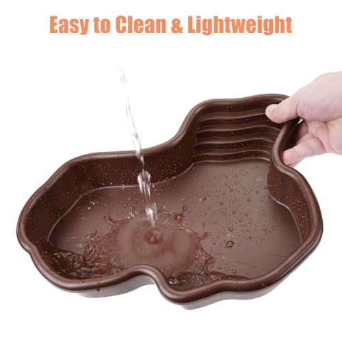 Large Reptile Water Dish with Non-Slip Bottom – Snake Water Bowl,Tortoise Habitat Accessories for Turtle,Gecko,Lizard,Bearded Dragon