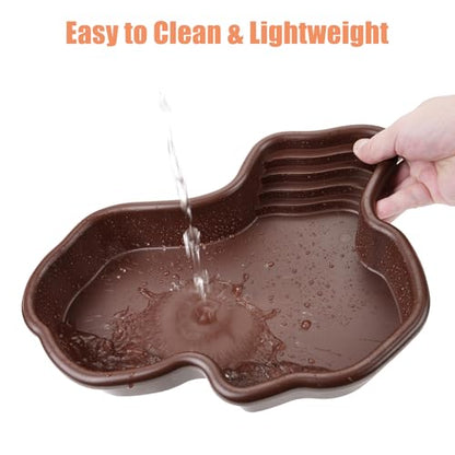 Large Reptile Water Dish with Non-Slip Bottom – Snake Water Bowl,Tortoise Habitat Accessories for Turtle,Gecko,Lizard,Bearded Dragon