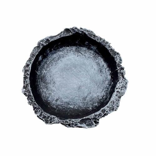 3 Pack Small Reptile Food and Water Bowls, Reptile Feeding Terrarium Bowls for Bearded Dragon Lizard Frog Gecko Tortoise Hermit Crab Snail (Black B)