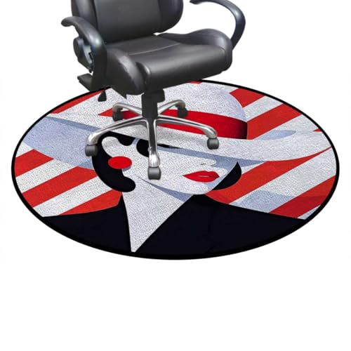 Minimalist Fashion Non-Slip Round Chair Mat for Hardwood Floors & Low Pile Carpets, Wide Brim Hat Female Multi-Purpose Desk Chair Protector, Black White Red Diameter 39.4 in - color: Minimalist Fashion_1405, size: Diameter 39.4 in