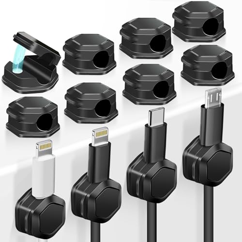 12Pack Magnetic Cable Clips - Cord Holder - Cord Organizer for Desk - Magnetic Cord Organizer, Adhesive Wire Holder Keeper Organizer for Desk, Nightstand, Phone Charger, Computer, Home, Office, Car