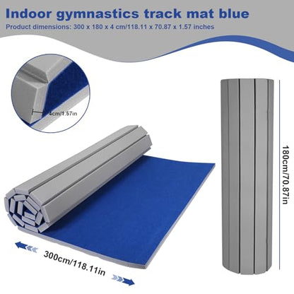 Indoor Gymnastics Track Exercise Mat 118.11x70.87x1.57inch Sturdy Folding Gymnastics Mat with Grippy Surface for Home Yoga Fitness Pilates Martial Art