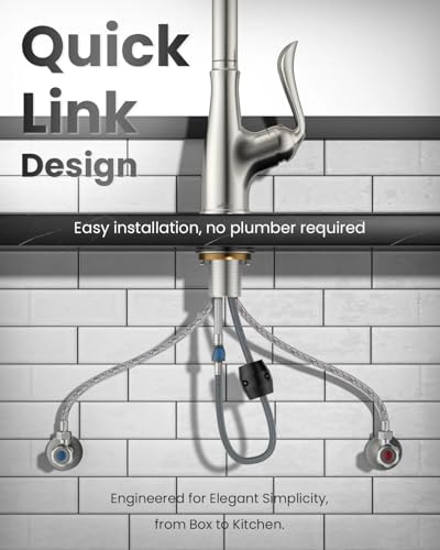 APPASO Patented Brushed Nickel Kitchen Faucet, Lead-Free Single Handle Kitchen Faucet with Pull Down Sprayer for RV Bar Laundry, cUPC-Certified Pull-Out Hose, Water Supplies & Valve - color: Brushed Nickel