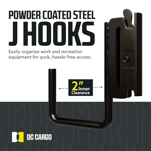 DC Cargo - E Track J Hooks (2" - 4 Pack) - Vertical E Track Accessories - Hanging Hooks for Your ETrack Rail System - Use in Enclosed Trailers, Box Trucks, Vans, Garage, Workshop & Warehouse - size: 2 Inch - 4 Pack
