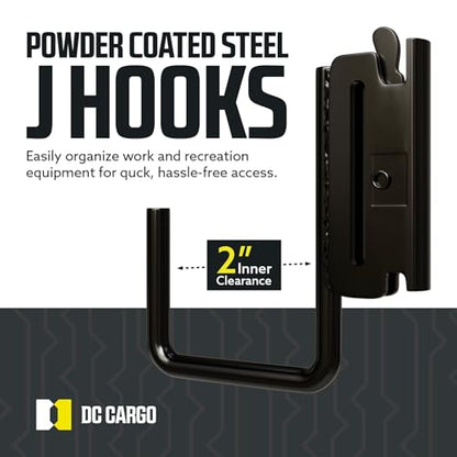 DC Cargo - E Track J Hooks (2" - 4 Pack) - Vertical E Track Accessories - Hanging Hooks for Your ETrack Rail System - Use in Enclosed Trailers, Box Trucks, Vans, Garage, Workshop & Warehouse - size: 2 Inch - 4 Pack