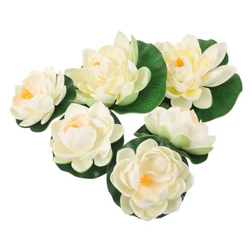 6pcs Artificial Floating Foam Lotus Flower with Water Lily Pad Pond Ornaments - Lifelike Plant for Patio Pool Fish Tank Aquarium Garden Home