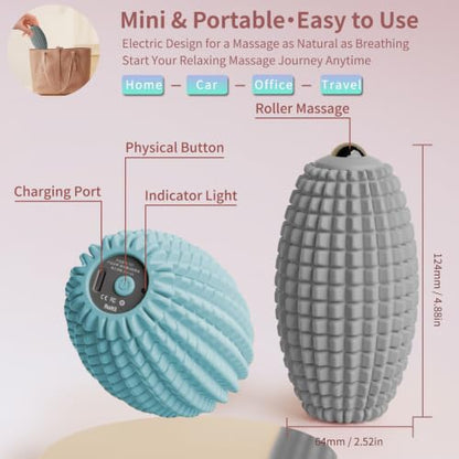 Vibrating Massage Ball with Rolling Massage Head, Trigger Point Massager Ball for Back, Shoulder, Foot, Muscle Recovery, Portable Rechargeable Massage Roller, 3 Vibration Speeds (Grey) - color: Grey