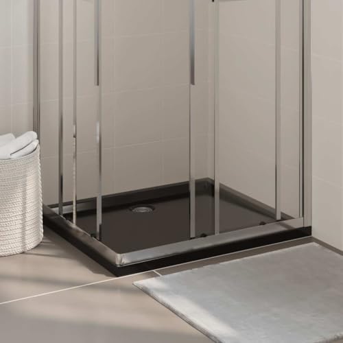 vidaXL Rectangular ABS Shower Base Tray Home Indoor Bathroom Hardware Fixture Plumbing Low Threshold Shower Tray Bath Base Black 35.4" - color: Black, size: 31.5" x 35.4"