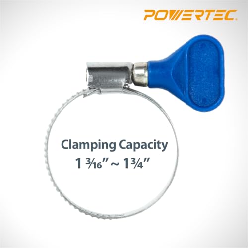 POWERTEC 70247 1-1/2 Inch Key Hose Clamps, Adjustable Stainless Steel Thumb Screw Hose Clamps for Dust Collection, PVC Tubing, Pipe Clamp, Worm Gear Clamp, 5 pack - size: 1-1/2 Inch, style: 5 PK