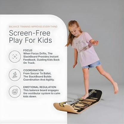 GIBBON SlackBoard, Balance Board Kids & Adults, Slackline Balance Trainer - color: Waves Plus with Stand