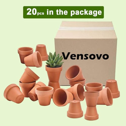 3 Inch Terra Cotta & Terracotta Pots with Drainage - 20 Pack Clay Flowerpots, Succulent Nursery Planter Great for Plants, Crafts, Wedding Favor - color: Brown