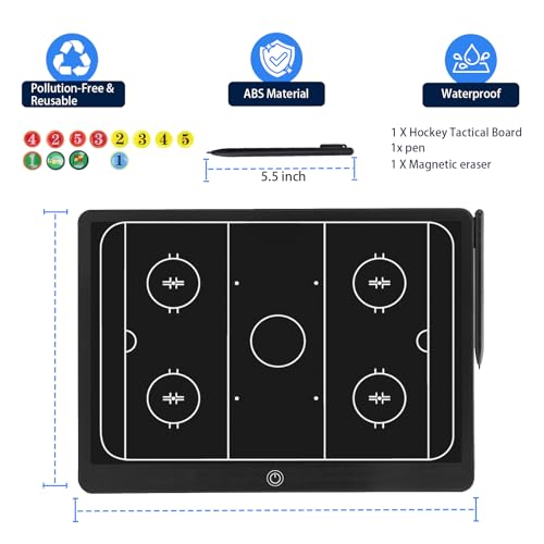 Electronic Hockey Coaching Boards – 16 inch LCD Hockey Coaching Board, Portable Erasable Pro Strategy Board for Training Teaching Competition Command,Tactical Drawing Tablet Coach Gifts - Black