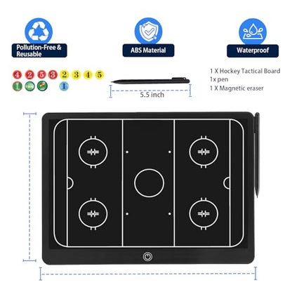 Electronic Hockey Coaching Boards – 16 inch LCD Hockey Coaching Board, Portable Erasable Pro Strategy Board for Training Teaching Competition Command,Tactical Drawing Tablet Coach Gifts - Black