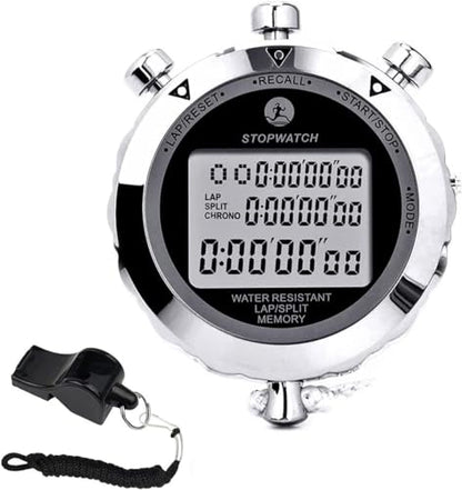 Stopwatch Timer, Digital Stop Watch with 0.01second & 0.001second Timing, Metal 10/100/400 Laps Memory, Rolilink Large dispaly Alarm Clock for Coach Sports Running Marathon - color: 10 Lap