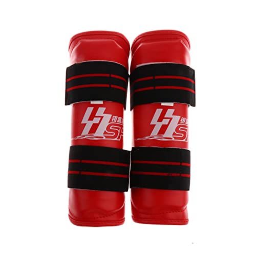 Shin Instep & Elbow Pads MMA Leg and Arm Guards Taekwondo Muay Thai Kick Boxing Protector Set Red M