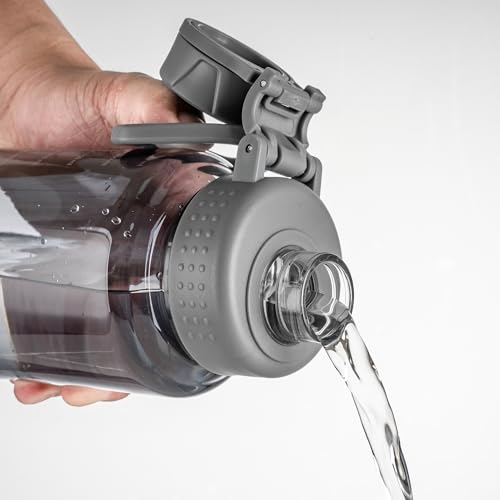 Fanhaw 32 oz Clear BPA-Free Tritan Water Bottle with Fast-Flow Spout Lid, BPA-Free & Leak-Proof Wide-Mouth Reusable Bottle for Gym, School & Office, Back to School Essentials (Gray) - color: Gray, style: 1 Pack