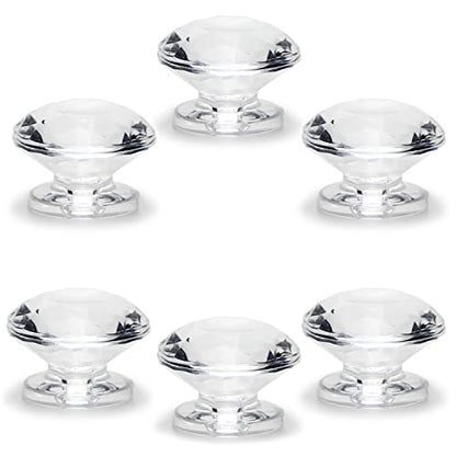 6Pcs Tiny Pull Handle, Diamond Acrylic Knob, Self-Stick Mini Knobs, 19mm Diameter Small Size Knob Clear Shiny Knob Diamond Shaped for Jewelry Box, Gift Case and Makeup Box - color: Diamond handle, size: 6 Pieces