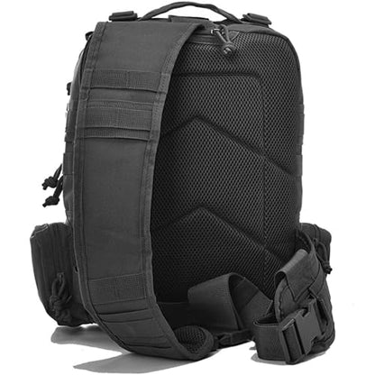 REEBOW GEAR Tactical Sling Bag Single Shoulder Every Day Carry Backpack - color: Black