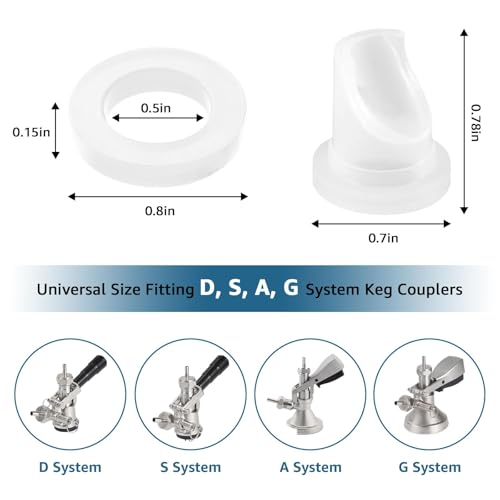 30 pcs Beer Keg Coupler Check Valve Beer Washer Gaskets Set, Gas Check Valve Beer Sealing Gasket Beer Keg Coupler Replacement Accessories Kit for Sankey D/S/A/G Couplers