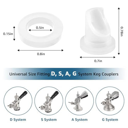 30 pcs Beer Keg Coupler Check Valve Beer Washer Gaskets Set, Gas Check Valve Beer Sealing Gasket Beer Keg Coupler Replacement Accessories Kit for Sankey D/S/A/G Couplers