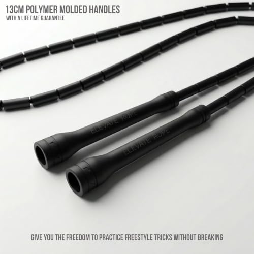 Elevate Rope Beaded Jump Rope, 1 in Beads, 10 ft Adjustable, Segmented - color: Black