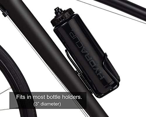 Hydra Cup - 4 Pack - 32 oz Squeeze Water Bottles, Sports Squirt Bottle | Fast flow valve for gym, team and sideline hydration. Fits most standard bike cages. Firm squeeze, no dribble.