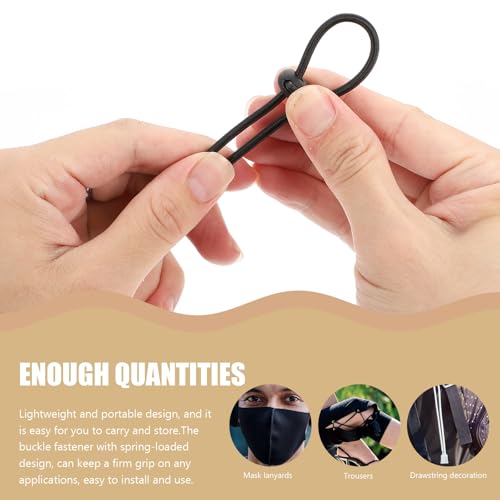 DOITOOL 200 Pcs Black Double Hole Spring Cord Locks Adjustable Drawstring Toggles Replacement Bungee Rope Cord Stopper for DIY Crafts Bags Backpacks