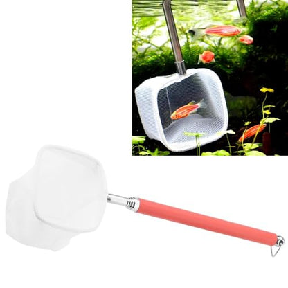 Green/Red Square Round Metal Aquarium Fish Net Mini Size Extendable Telescopic Fish Shrimp Landing Net Aquarium Fish Tank Tool
