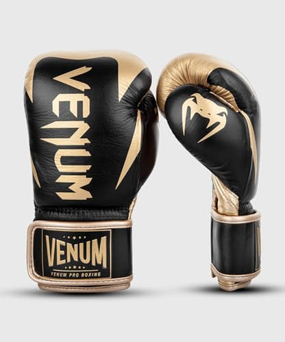 Venum Hammer Pro Boxing Gloves - color: Black/Gold, size: 14oz, style: Hook and Loop