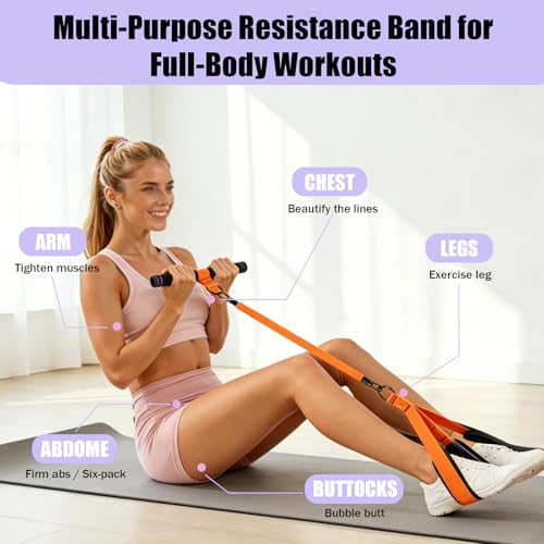 Pedal Resistance Band with Handle, 90Lbs Pedal Resistance Band - color: Orange