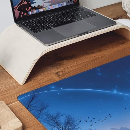 XXL Gaming Mouse Pad 35.4 x 15.7 Inch, Large Desk Mousepad with Blue Meteor Design, Water-Resistant, Stitched Edges, Non-Slip Rubber Base Desk Mat - color: Blue Meteor