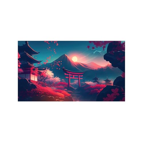 Fish Tank Background Aquarium Background Sticker Decoration for Fish Tanks,Castle Cherry Blossom Torii Mountain Poster Reptile Habitat(60x40cm 24x16in) - size: 60x40cm 24x16in