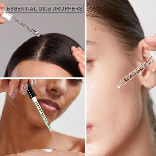 10 Pcs Eye Dropper with Durable Rubber Head, 1ml Glass Dropper, Liquid Droppers for Oils, Eye Droppers for Medicine, Precise Pipette Droppers for crafts, Essential Oil, Food