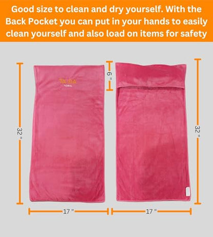 TA-DA Microfiber Towel | Back Pocket Insert on Hands and Fitness Items for Convenience. Sports Fitness Gym Workouts Yoga Pickleball Volleyball Hiking Etc. | 17" Inch X 32" Inch | 6 Pack | Pink - color: Pink