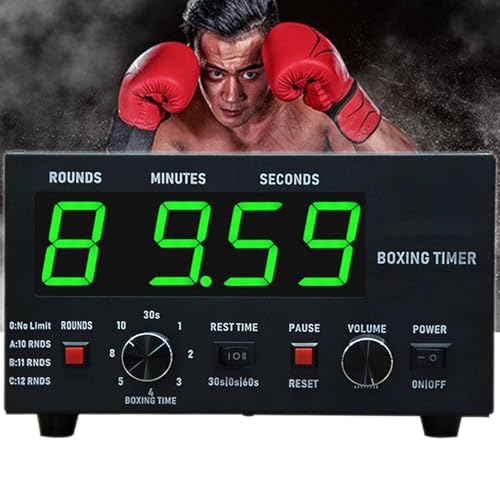 Boxing Interval Timer, Professional Gym Timer,with 1-12 Challenge Rounds/Adjustable Buzzer Alarm,for Kickboxing (Green) - color: Green
