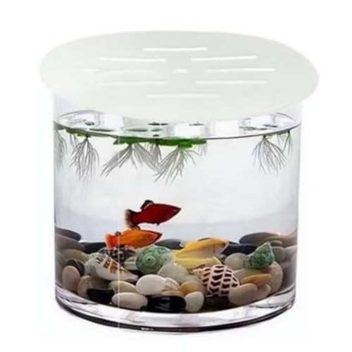 2PCS Round Aquarium Cover Lid, Clear Acrylic 7.5 Inch Aquarium Fish Tank Anti Jump Lid, Multi Hole Efficient Water Maintenance for Turtles Reptiles Shrimps Fish
