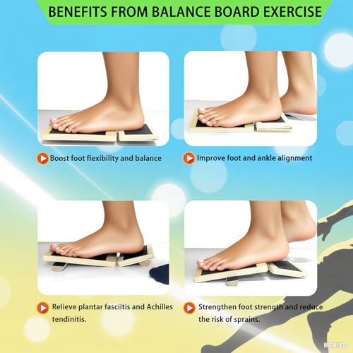 Ankle Foot Strengthener Balance Board Exerciser with Video Tutorial for Toe Heel Sole Flexibility Stability Balance Training Posture Corrector Physical Therapy Plantar Fasciitis Relief Sprained Ankle