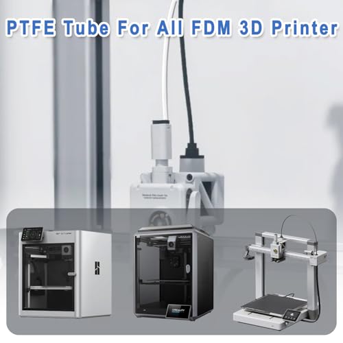 16.4ft(5M) PTFE Teflon Tube Kit,ID 2.5mm OD 4mm for 1.75mm Filament, Fits Direct Drive Extruder 3D Printer, With Tubing Cutter,4-M6 & 4-M10 Pneumatic Fittings, for Bambu lab AMS/K1/Prusa MMU3 - color: White