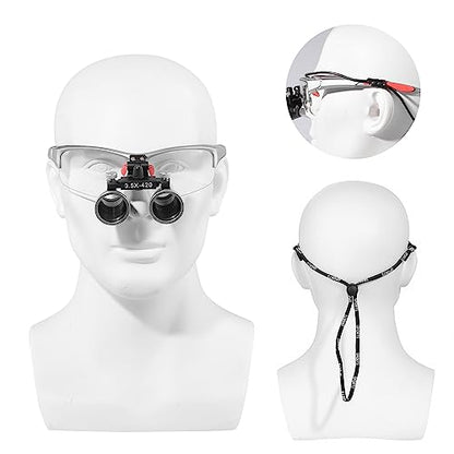 3.5x420MM Angle Adjustable Binocular Loupes Magnifier Glasses Loupes with Cloth Case (Silver) - color: Silver