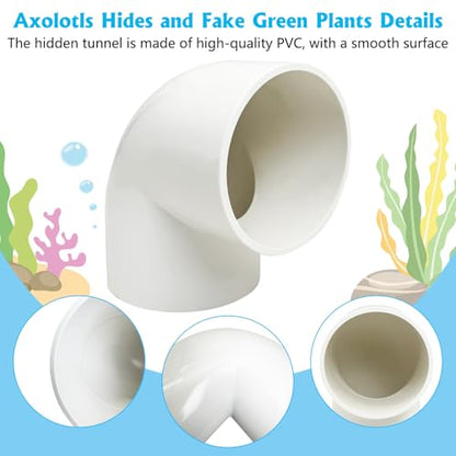Axolotl Hideout Tube Set Resting Tunnel for Aquarium Axolotl Cave Hideout Fish Tank Accessories Habitat Shelter for Turtle Betta Fish Lizard and Other Small Reptiles and Amphibians